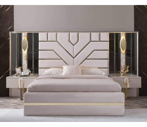 Modern Fabric Bedroom Set With Storage / Ruchi