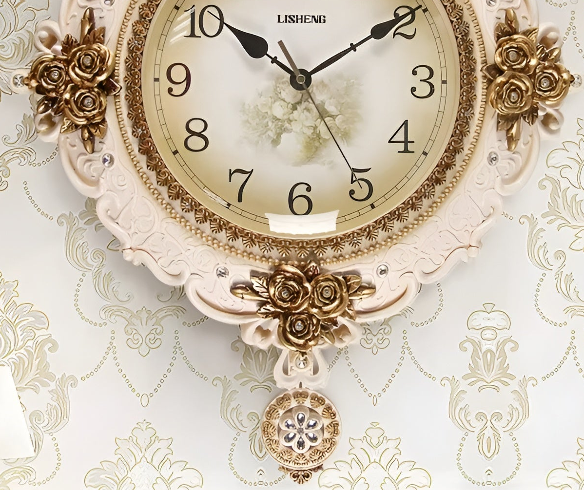 Luxury Floral Style Decoration Wall Clock / Ruchi
