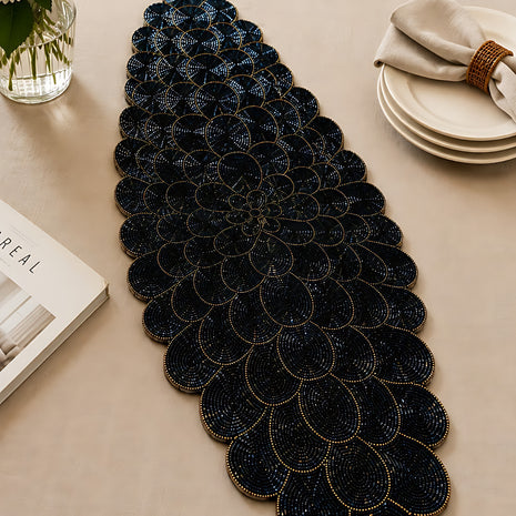 Luxury Oval Beaded Table Runner / Ruchi