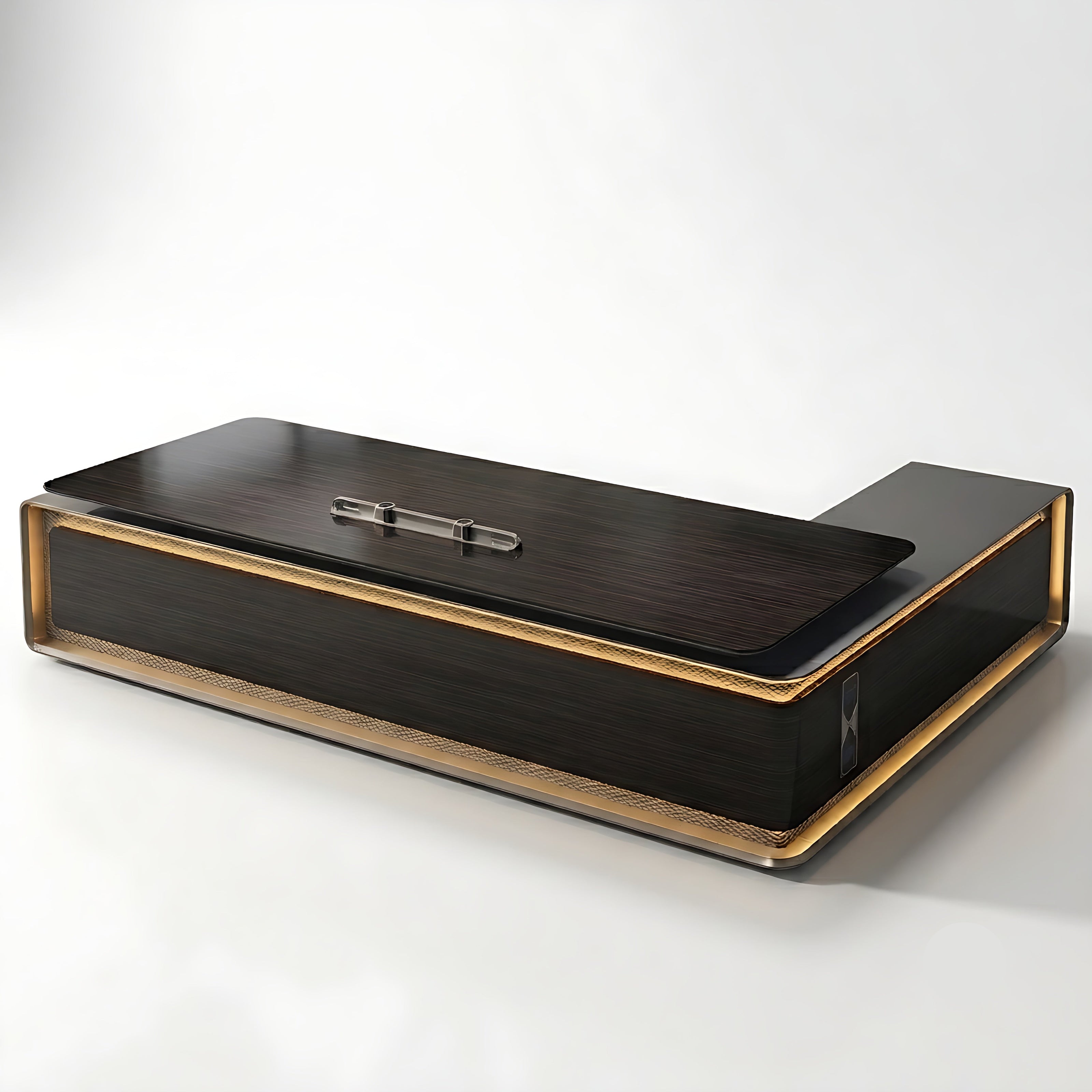 Luxury L-Shaped Wooden Office Desk With LED / Ruchi