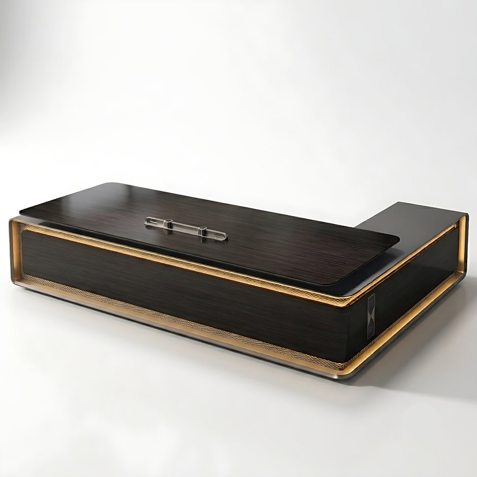 Luxury L-Shaped Wooden Office Desk With LED / Ruchi