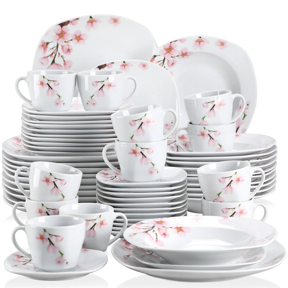 Elegant Pink Floral Ceramic Dinnerware Set / Ruchi
