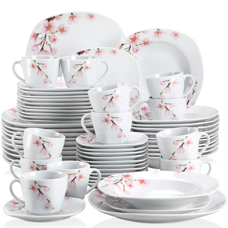 Elegant Pink Floral Ceramic Dinnerware Set / Ruchi