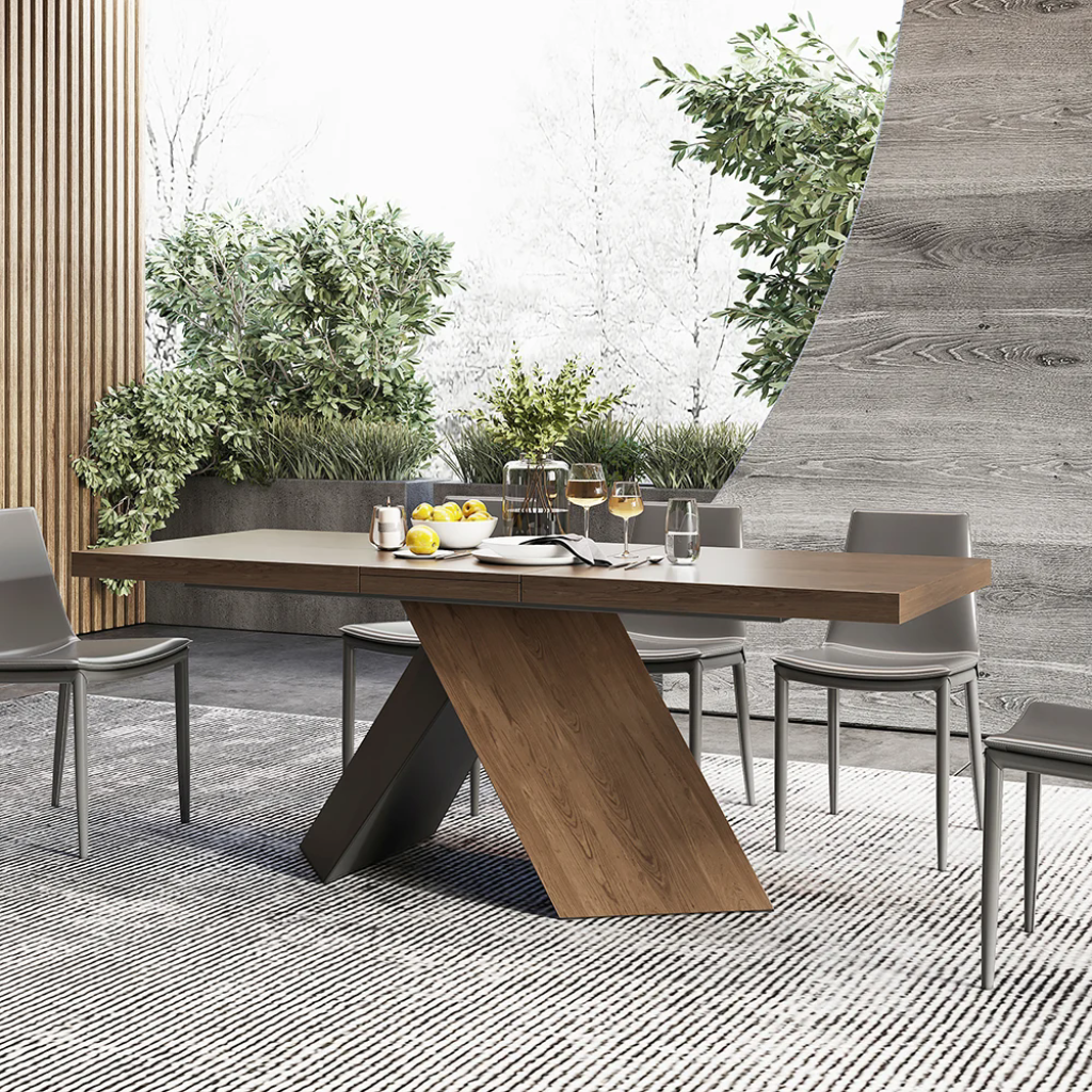 Rectangular Extendable Wooden Dining Table Set For 6 / Ruchi