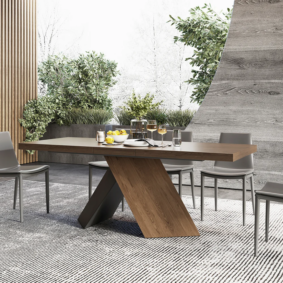Rectangular Extendable Wooden Dining Table Set For 6 / Ruchi