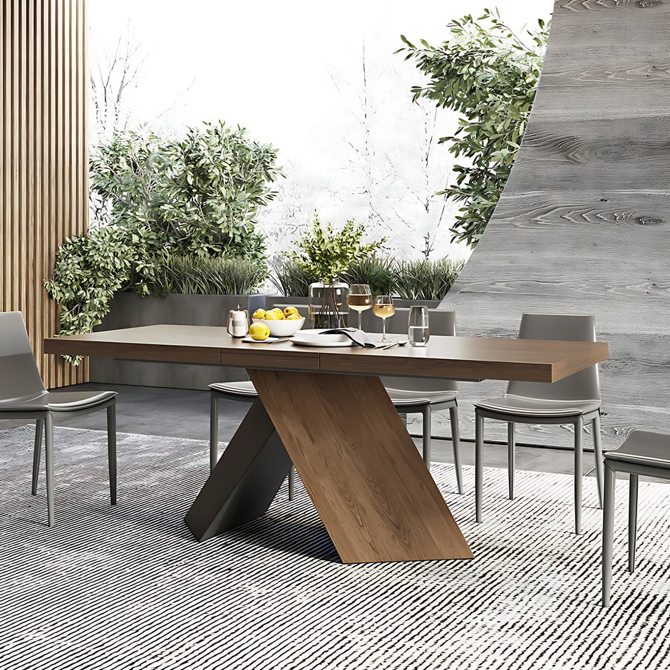Rectangular Extendable Wooden Dining Table Set For 6 / Ruchi