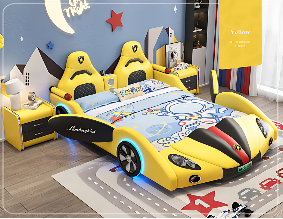 Car Theme Childrens LED Leather Bed / Ruchi
