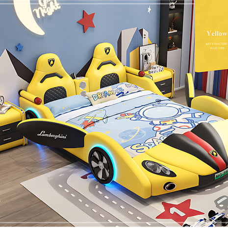 Car Theme Childrens LED Leather Bed / Ruchi
