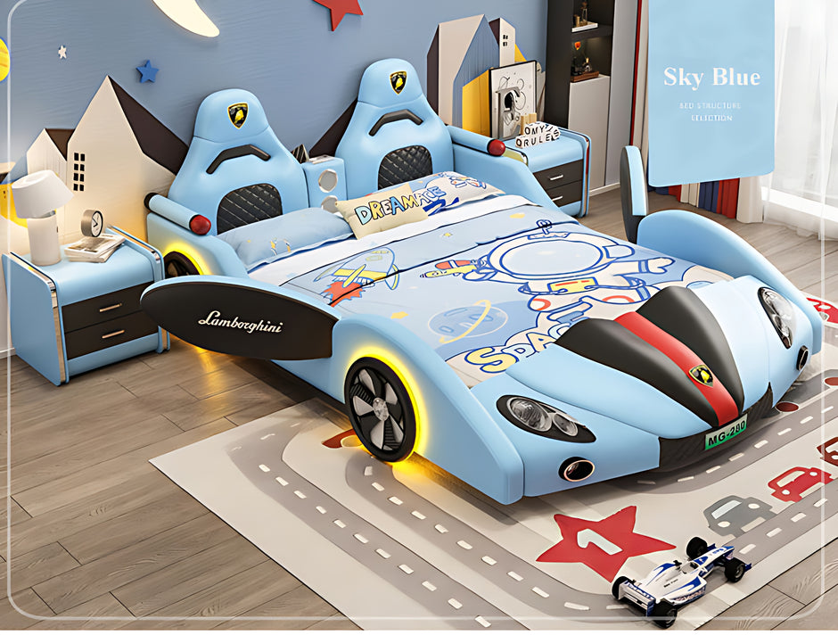 Car Theme Childrens LED Leather Bed / Ruchi