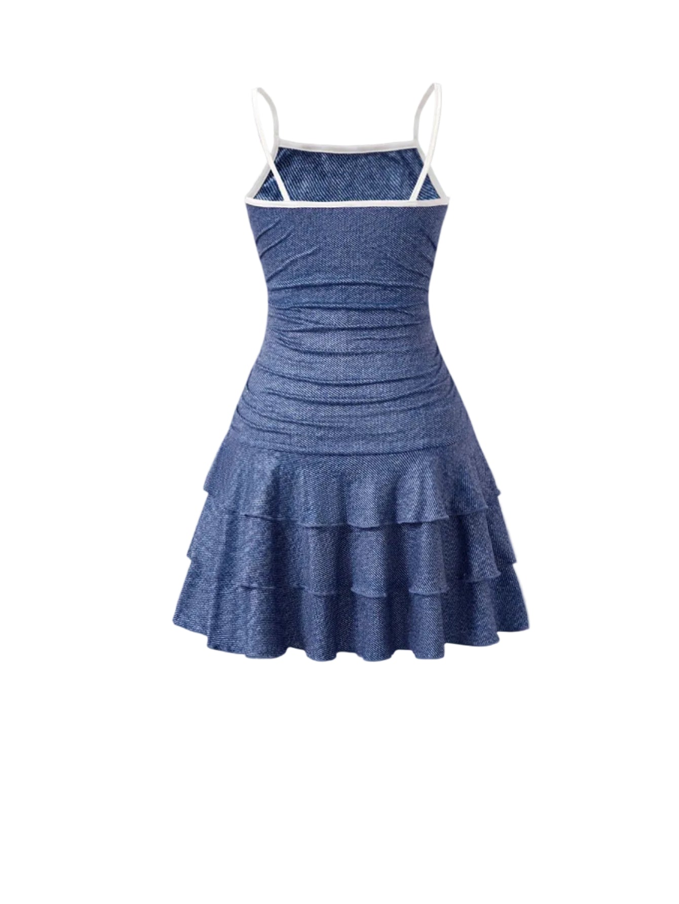 Trendy Denim Print Polyester Dress For Girls / Ruchi