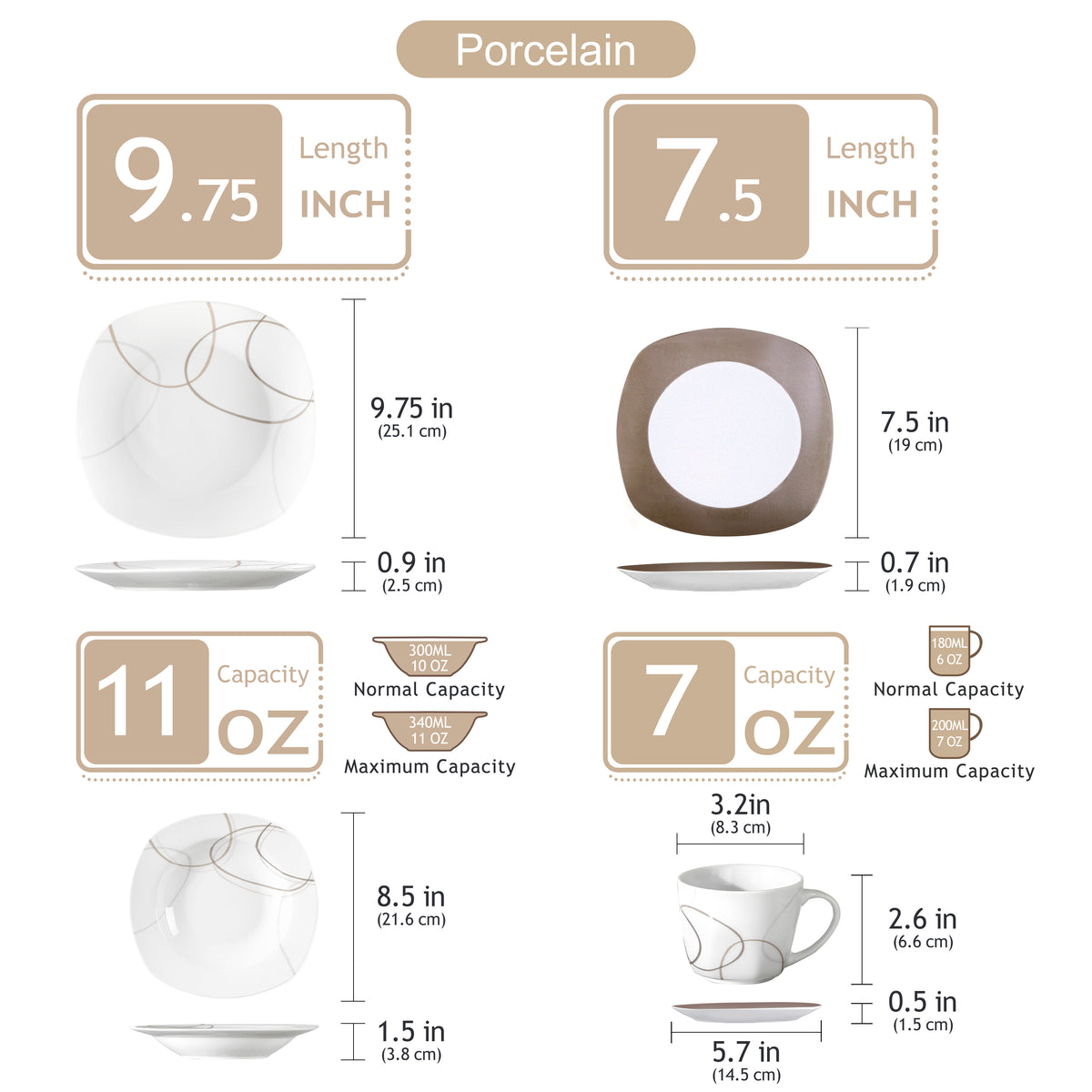 30 Piece Porcelain Ceramic Dinnerware Set For 6 / Ruchi