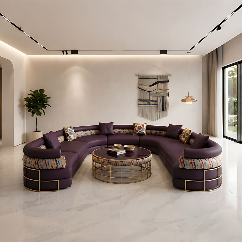 Multicolor U-Shaped Leather Sectional Round Sofa / Ruchi