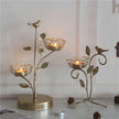 Golden Metal Bird And Branch Tealight Candle Holder