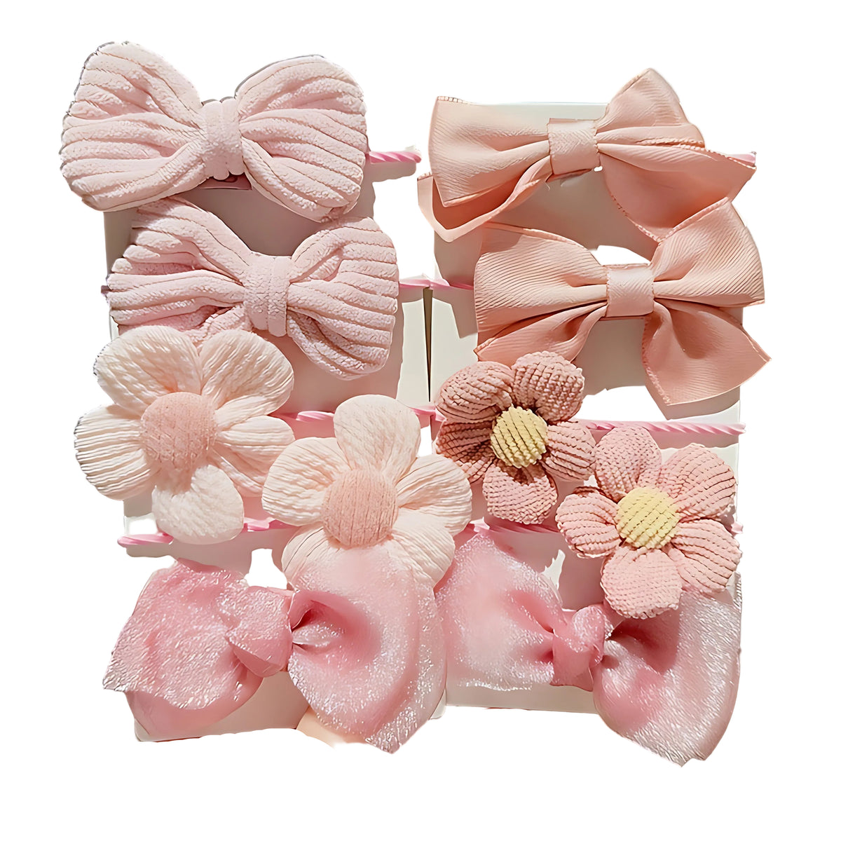 Adorable Floral And Bow Hair Ties 10-Pcs Set / Ruchi