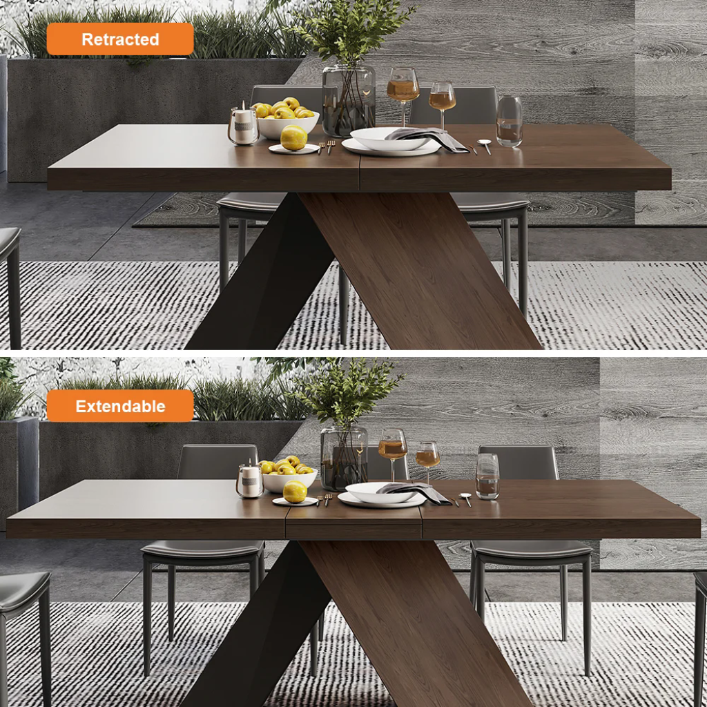 Rectangular Extendable Wooden Dining Table Set For 6 / Ruchi
