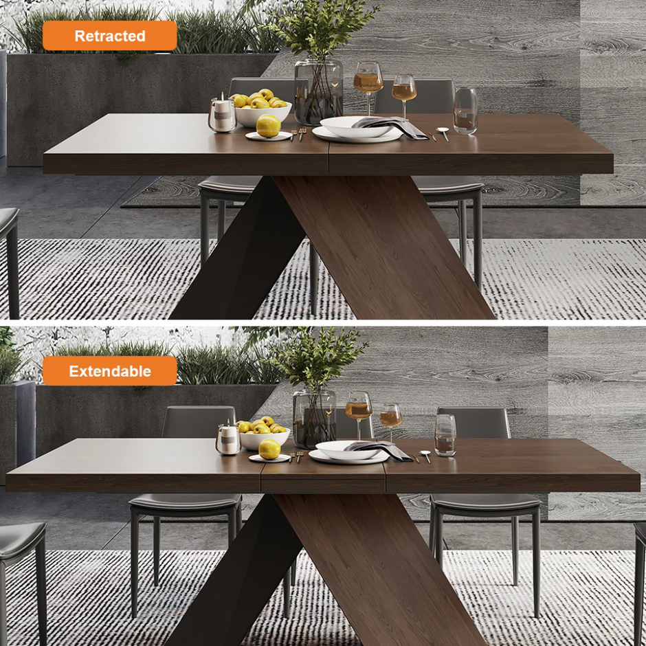 Rectangular Extendable Wooden Dining Table Set For 6 / Ruchi