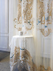 European Style Luxury Embroidered Polyester Sheer Curtain / Ruchi