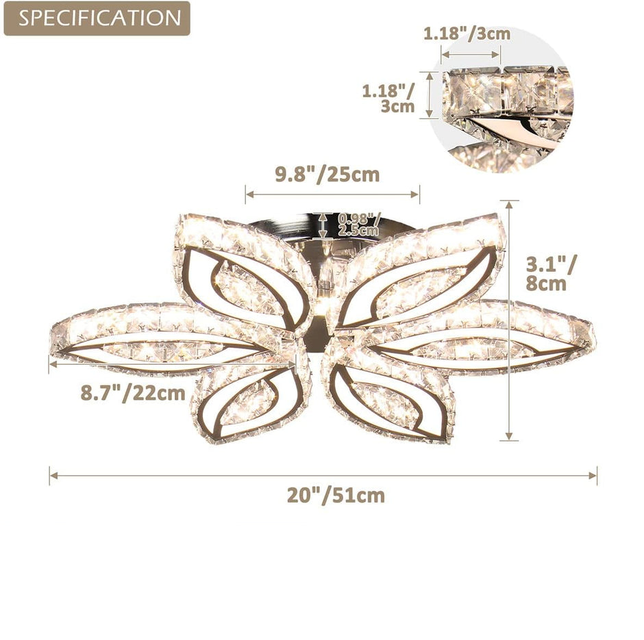 Remote Control LED Crystal Ceiling Lamp Chandelier / Ruchi
