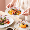 Elegant Pink Floral Ceramic Dinnerware Set / Ruchi