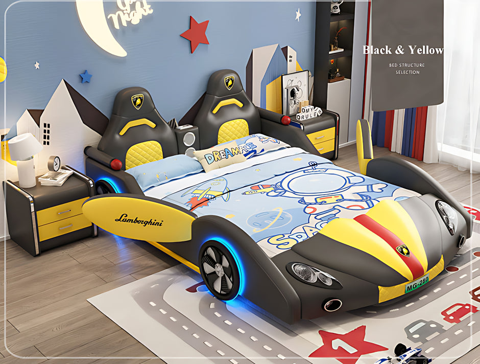Car Theme Childrens LED Leather Bed / Ruchi