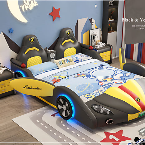 Car Theme Childrens LED Leather Bed / Ruchi