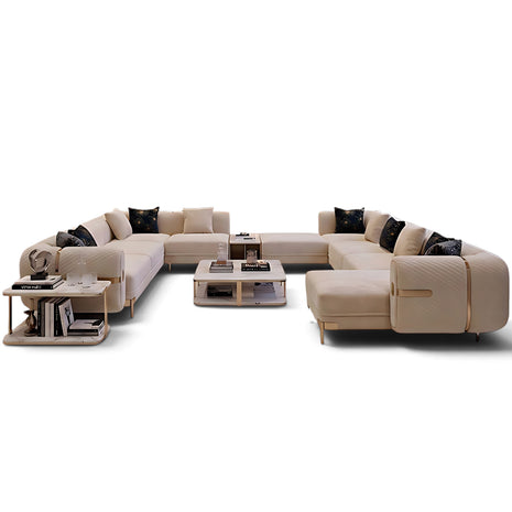 U-Shape Sectional Velvet Fabric Modern Sofa / Ruchi