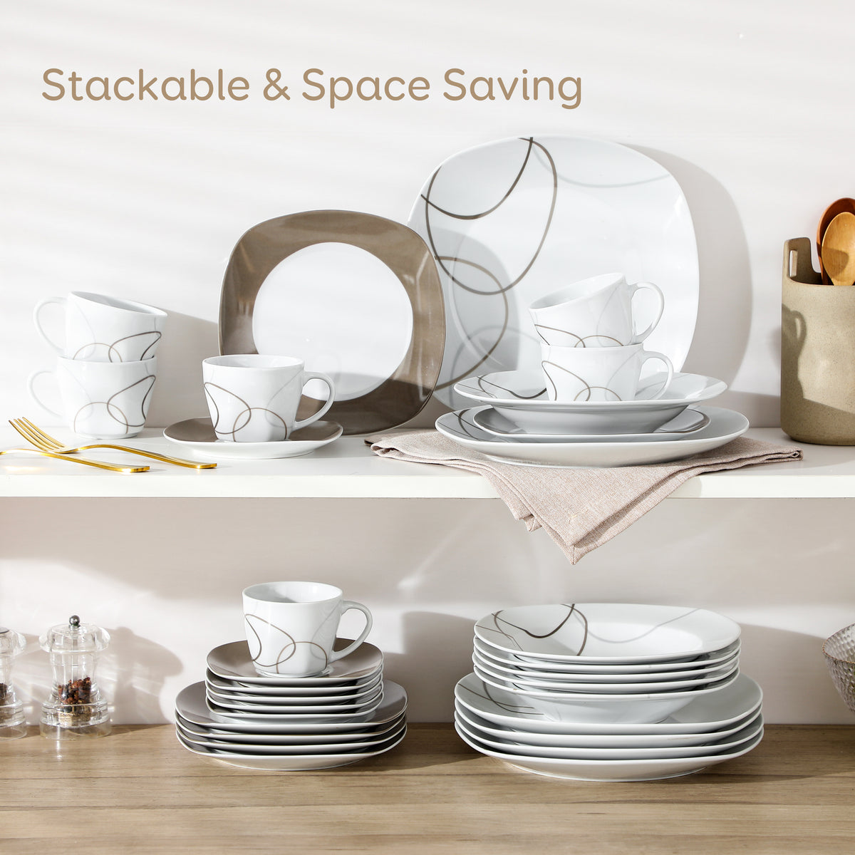 30 Piece Porcelain Ceramic Dinnerware Set For 6
