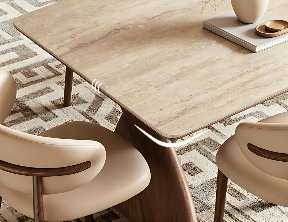 Minimalist Rectangular Marble Top Dining Table Set / Ruchi