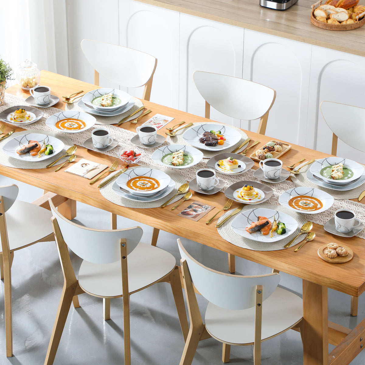 30 Piece Porcelain Ceramic Dinnerware Set For 6