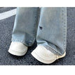 Wide-Leg Design Embroidered Denim Jeans For Girls / Ruchi