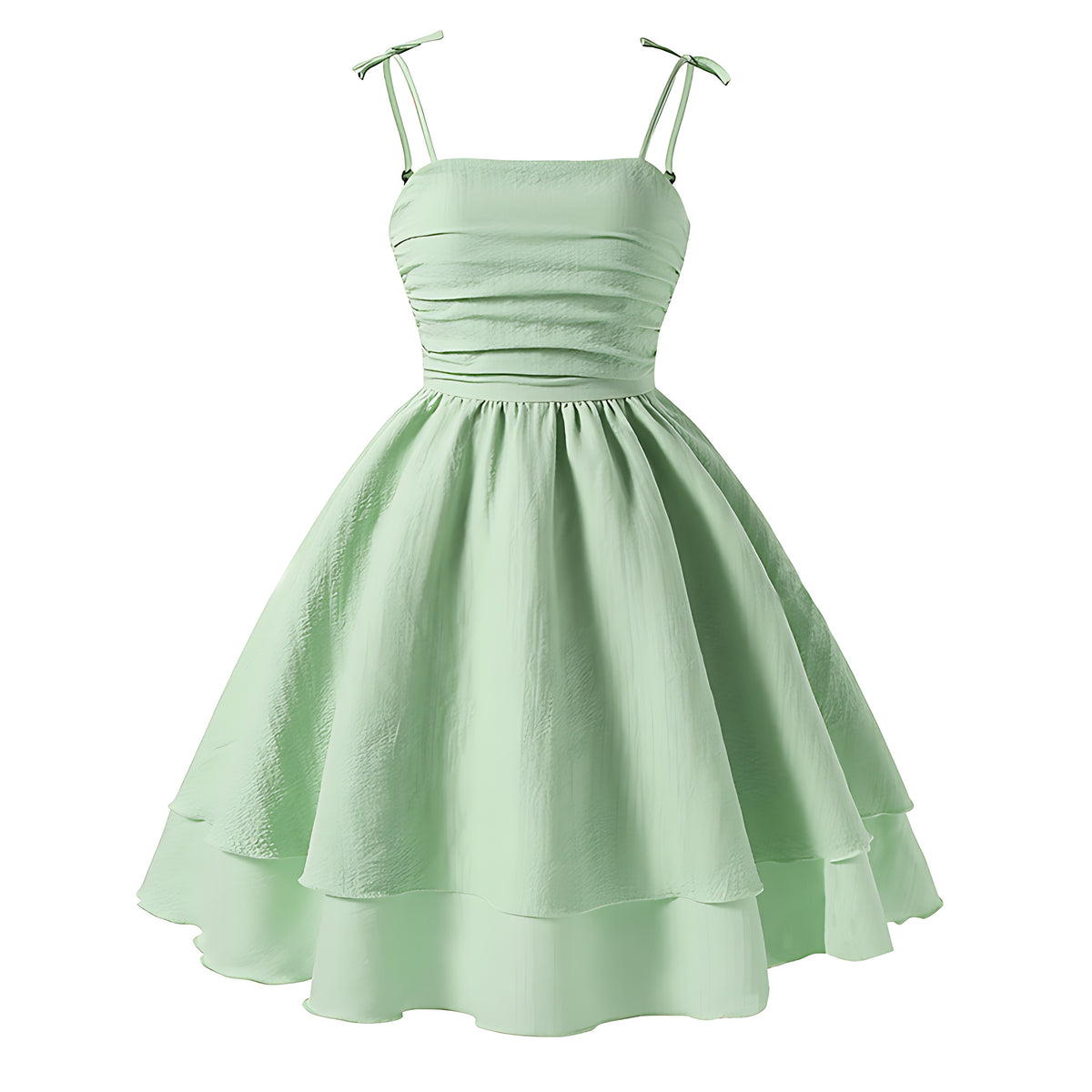 Girls Elegant Tiered Polyester Dress With Bow Straps