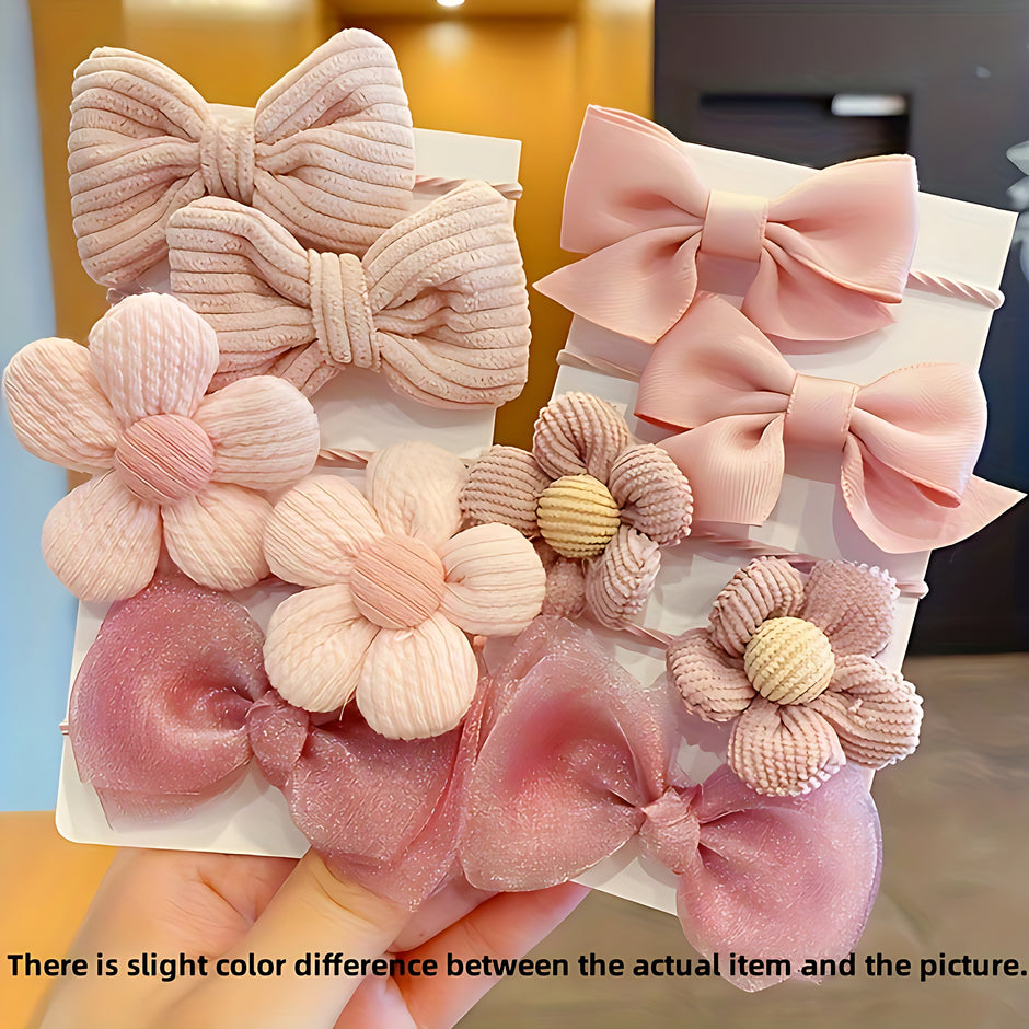 Adorable Floral And Bow Hair Ties 10-Pcs Set / Ruchi