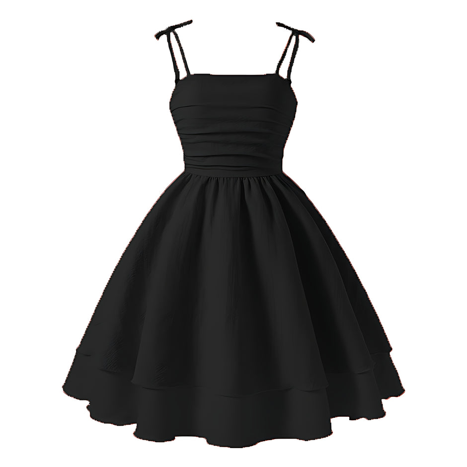 Girls Elegant Tiered Polyester Dress With Bow Straps / Ruchi