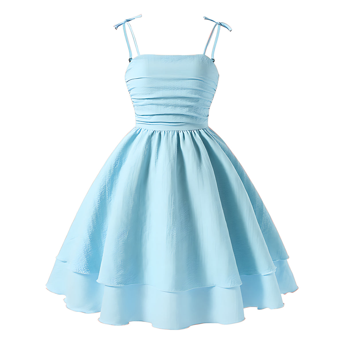 Girls Elegant Tiered Polyester Dress With Bow Straps
