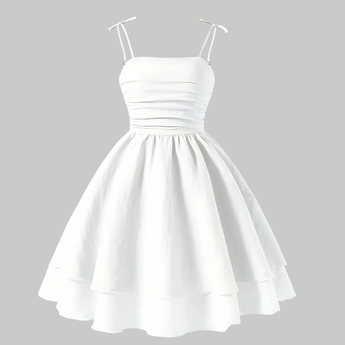 Girls Elegant Tiered Polyester Dress With Bow Straps / Ruchi