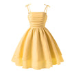 Girls Elegant Tiered Polyester Dress With Bow Straps