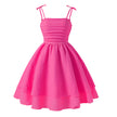 Girls Elegant Tiered Polyester Dress With Bow Straps