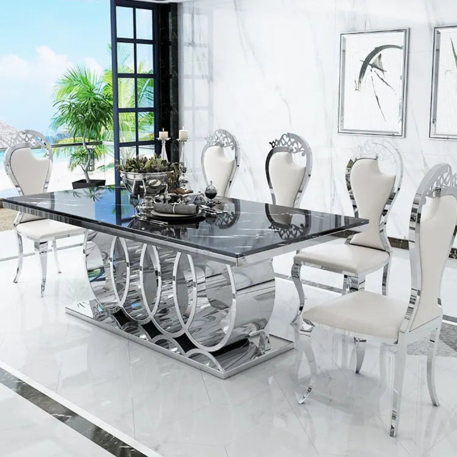 Marble Rectangular Dining Table Set / Ruchi
