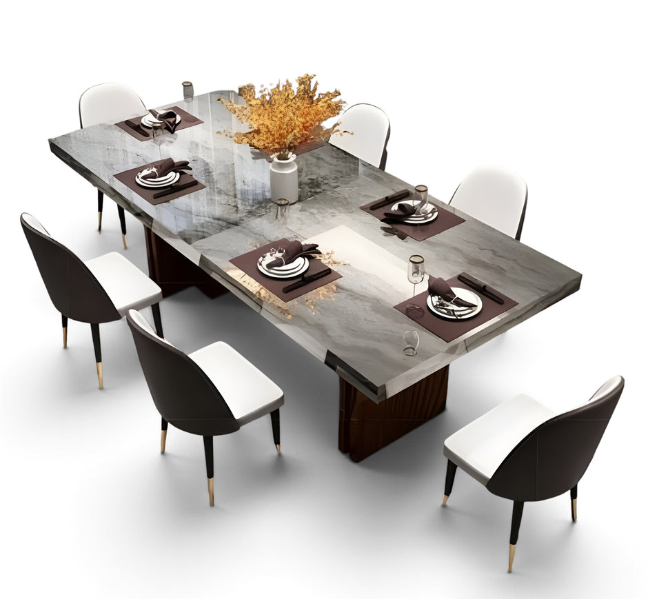 Marble Top Rectangular Dining Table Set / Ruchi