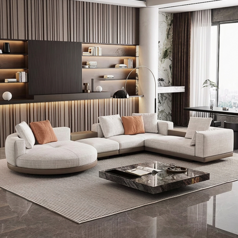 Minimalist U-Shaped Fabric Sofa Set / Ruchi