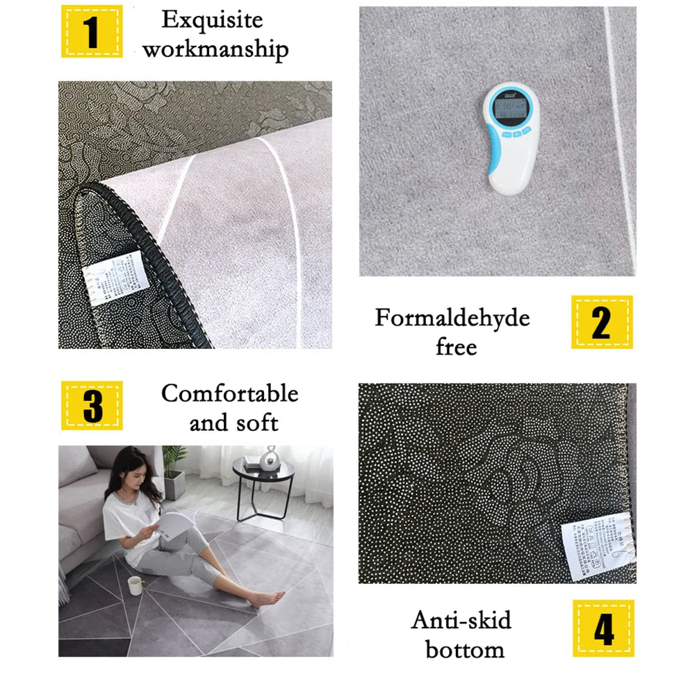 Elegant Abstract Design Anti Slip Cashmere Floor Rug / Ruchi