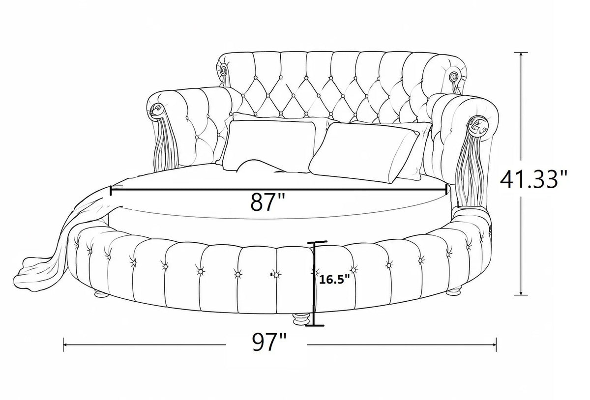 European Style Leather Round Bed / Ruchi