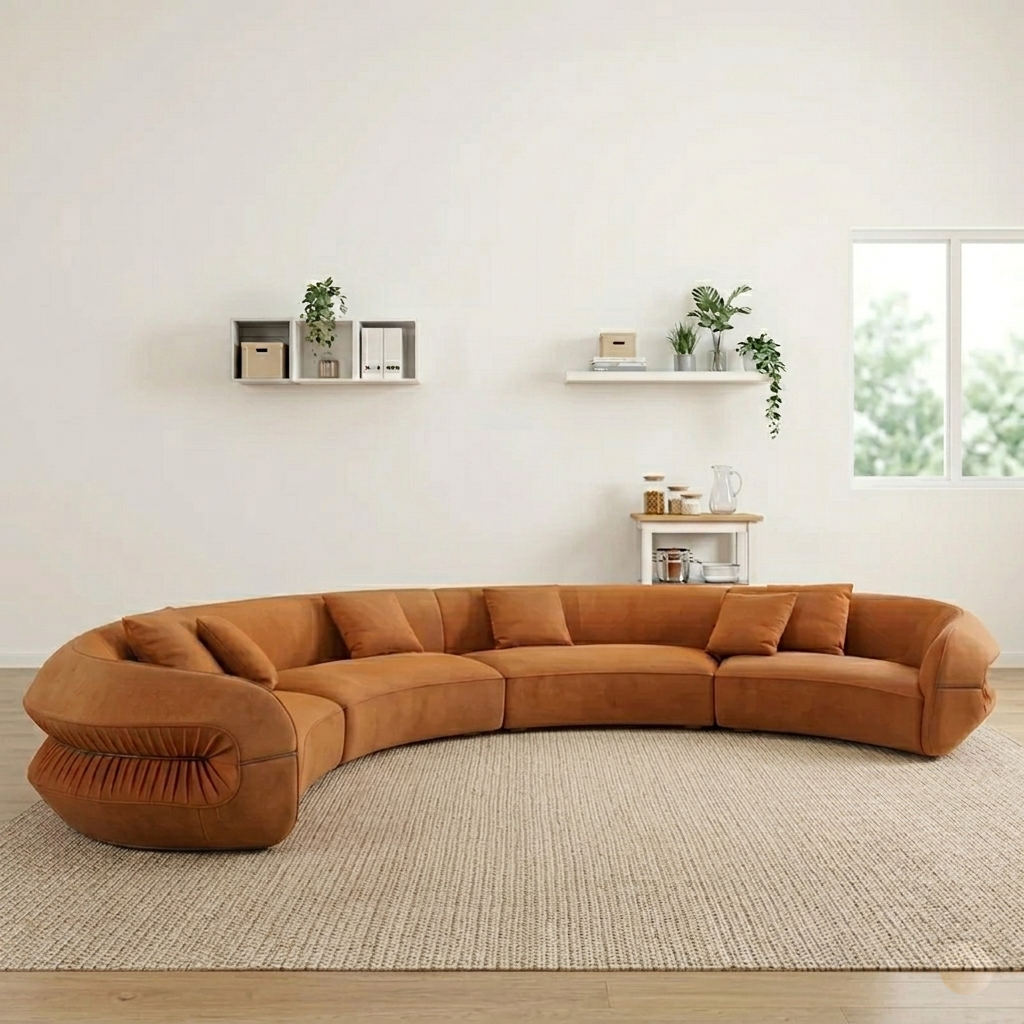 Modern Curved Velvet Sectional Sofa / Ruchi