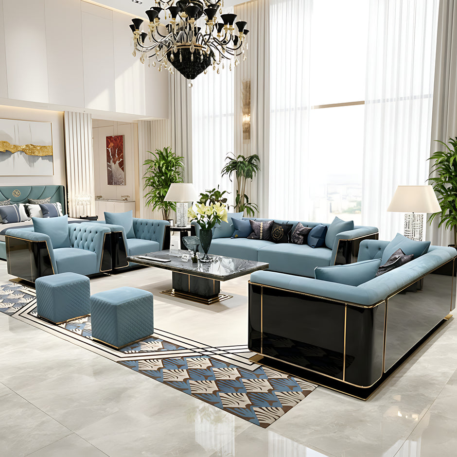 Modern Glossy Velvet Fabric Sofa Set / Ruchi