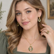 Modern Green Enamel Teardrop Necklace Set / Ruchi