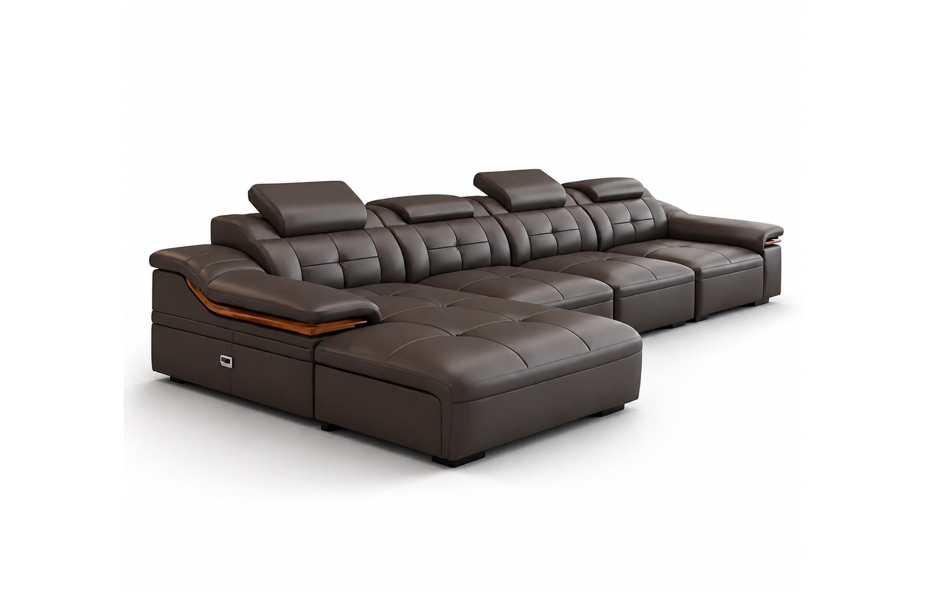 Modern L-Shaped Leather Sectional Sofa With Chaise / Ruchi