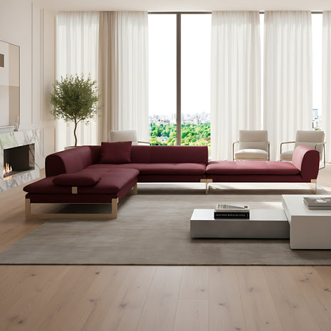 Modern L-Shaped Velvet Sectional Sofa / Ruchi