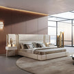 Modern Leather Platform Bed With Headboard / Ruchi
