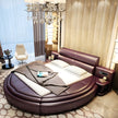 Modern Leather Round Bed With Headboard / Ruchi