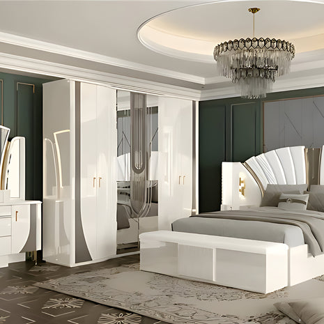 Modern Leather Upholstered Bedroom Set / Ruchi